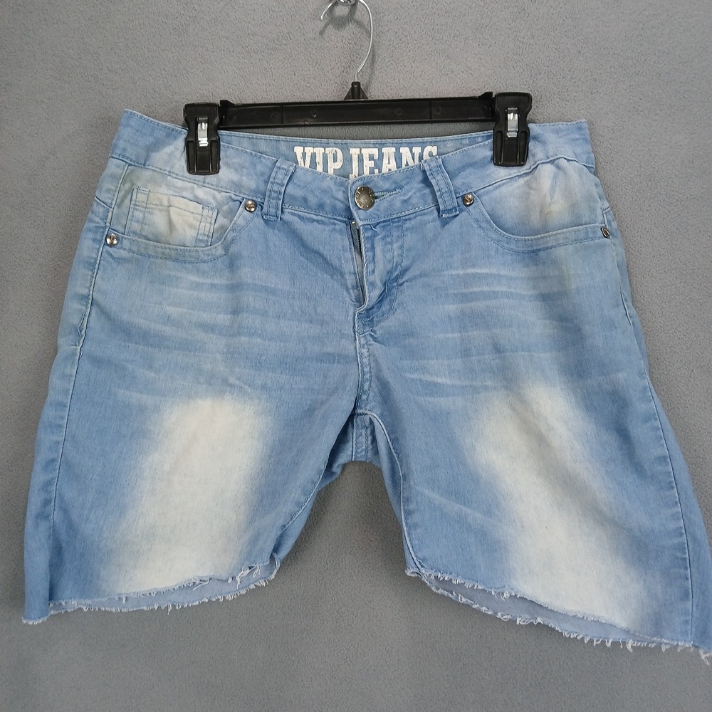 VIP Jeans Faux Jeans Shorts Womens 9/10 Blue Denim Stretch Raw Hem Streetwear